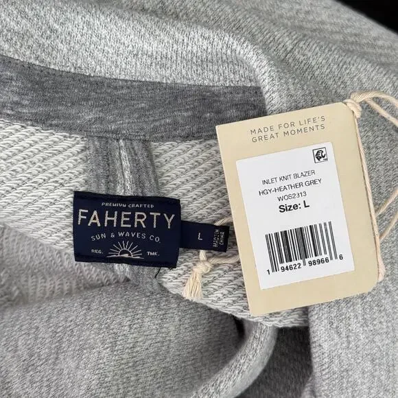 Faherty Inlet Knit Blazer WOMENS Large Jacket Sweatshirt Comfort Unlined Grey - Picture 3 of 8